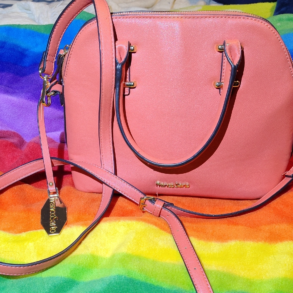 Franco Sarto Orange Dome Satchel with Gold Hardware